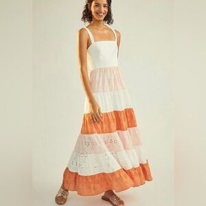 Hutch Anthropologie Maxi Dress Eyelet Tiered Dress Size 2